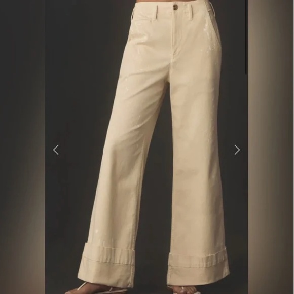 Pilcro Slouchy Full Length Paint Splatter Wide Leg Chino Pant | Size 14 - Picture 11 of 11